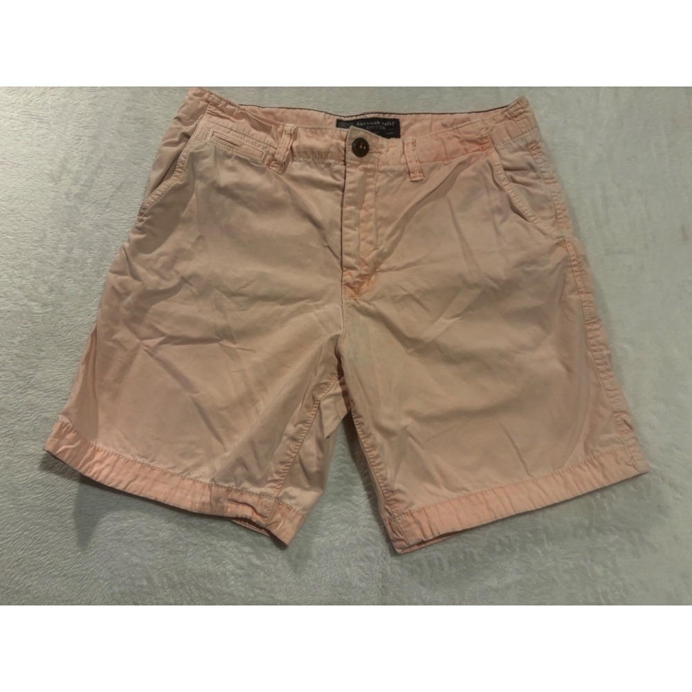 American Eagle Shorts Mens 31 Pink Chino Shorts Preppy Twill Washed Out Casual